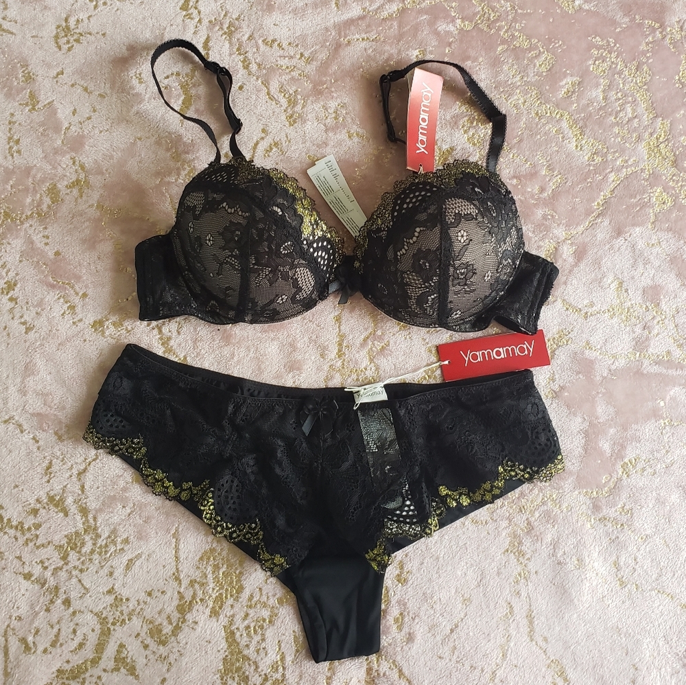 YAMAMAY*  | Black & Gold Lace Set